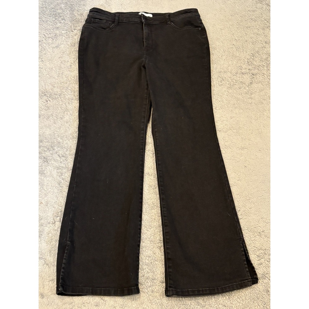 Nine West Jeans Women's 16 Black Denim Bootcut Stretch Casual Split Hem
